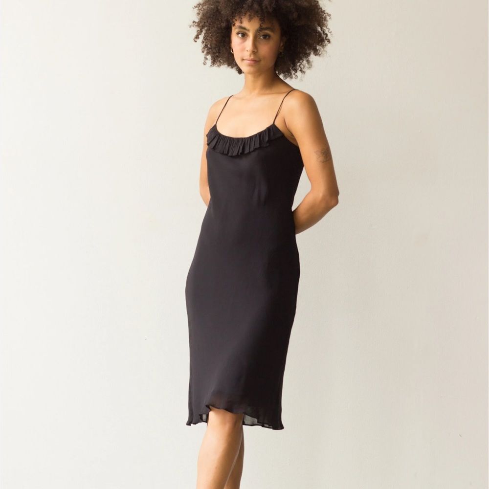 90S Ralph Lauren Black Ruffle Mini Dress Size 4